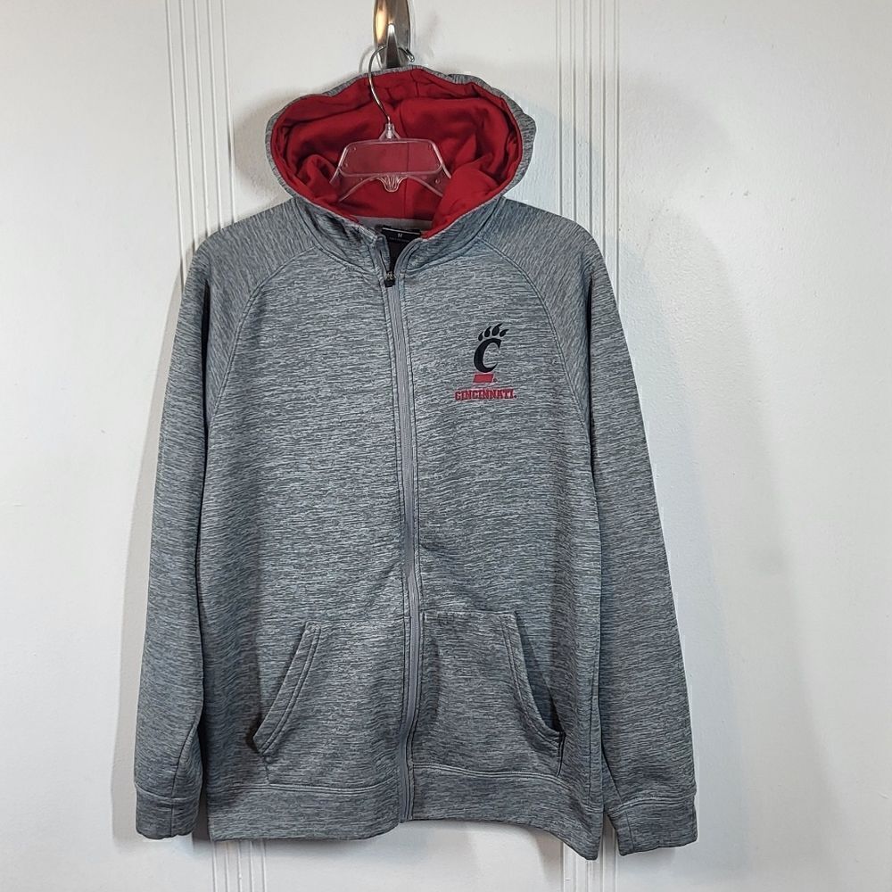 Cincinnati Bearcats Men's Gray Zip Up Jacket With Hood